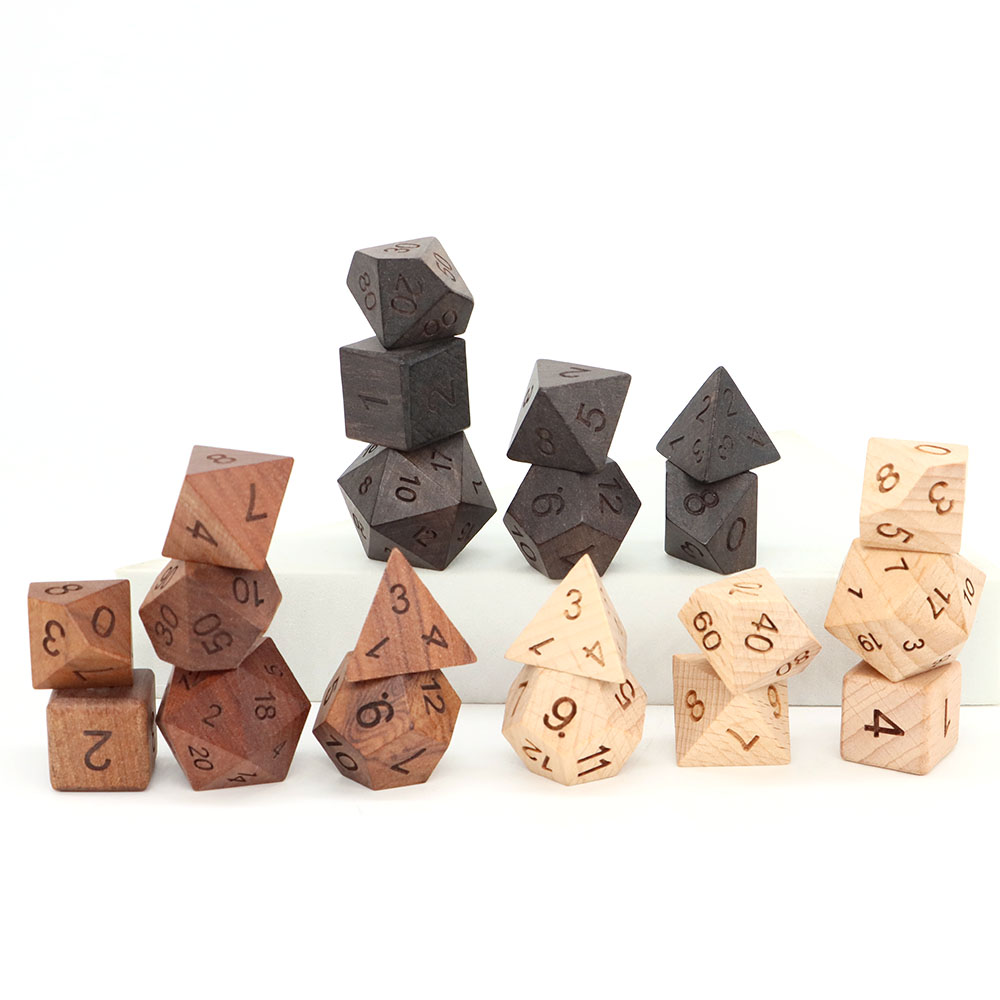 Board Game Roleplay - 7 개/대 나무 주사위 d4-d20 다면체
