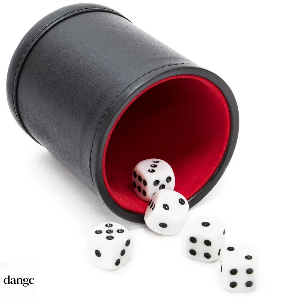 가죽 뒤집개 컵(뚜껑 포함) 녹색 빨간색 안감, 조용한 - Board Game Yahtzee 리뷰 및 가격