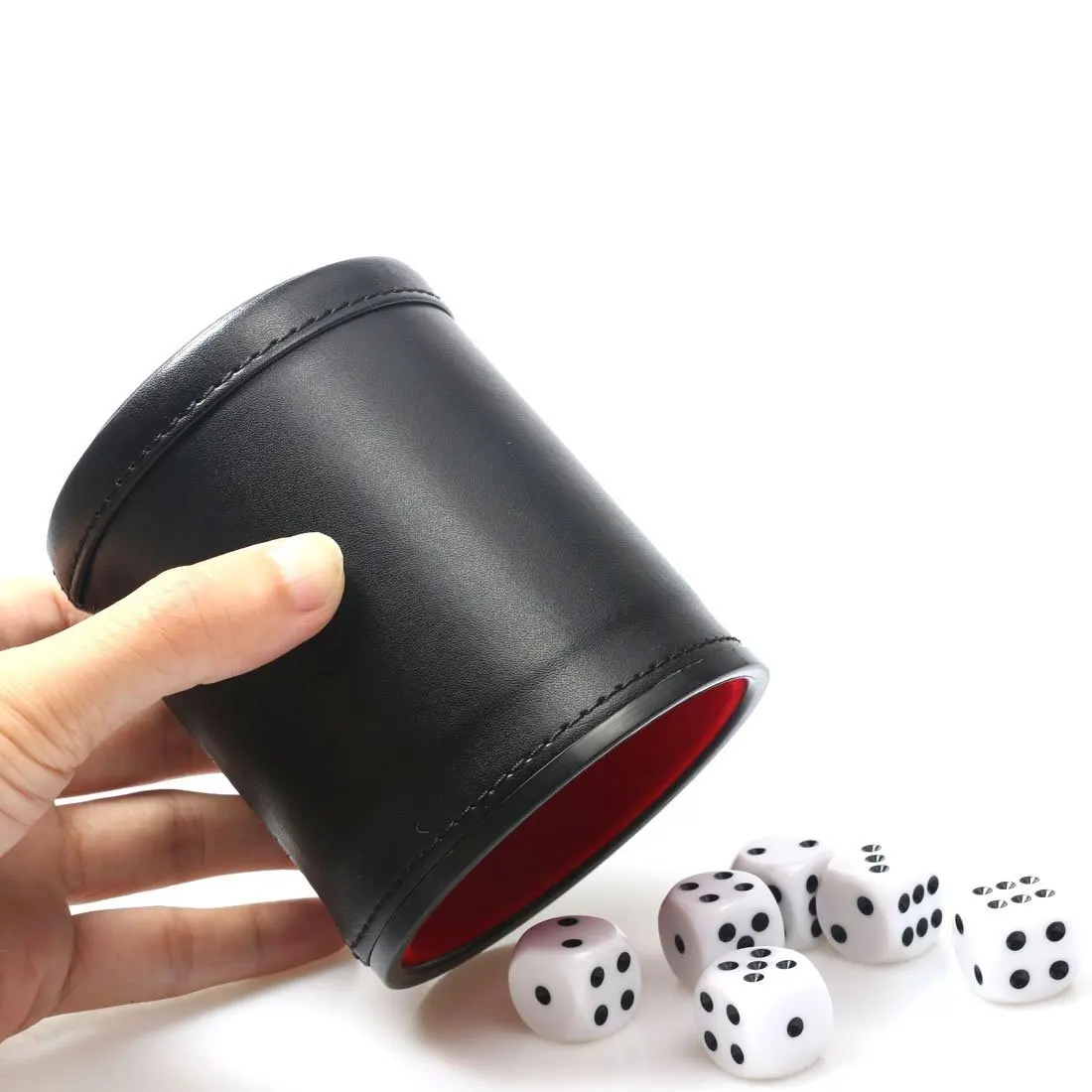 가죽 뒤집개 컵(뚜껑 포함) 녹색 빨간색 안감, 조용한 - Board Game Yahtzee 리뷰 및 가격