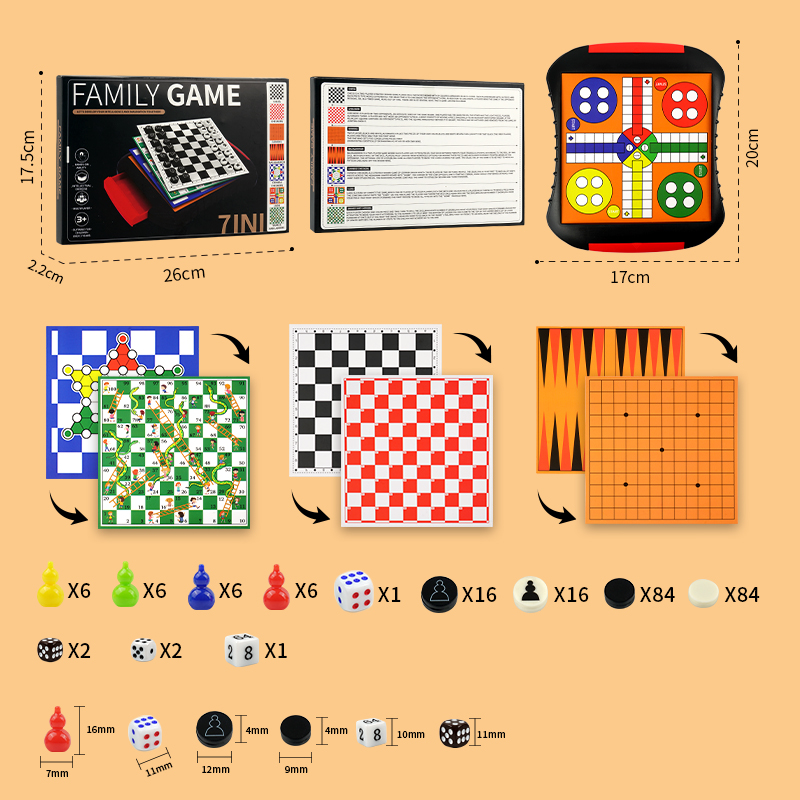 3-in-1/5-in-1/7-in-1 보드 게임 세트, - Board Game Quacks 리뷰 및 가격